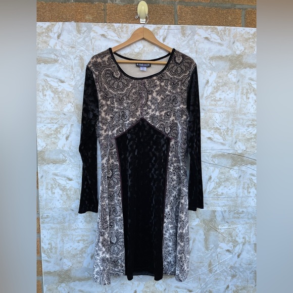 The Pyramid Collection Boho Paisley Velvet-Sleeve Midi Dress – XL, Romantic - Picture 1 of 8